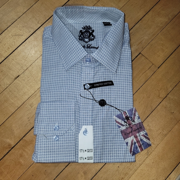 English Laundry NWT 100% COTTON Blue & White Long Sleeve Button-Up Dress Shirt - Picture 5 of 8